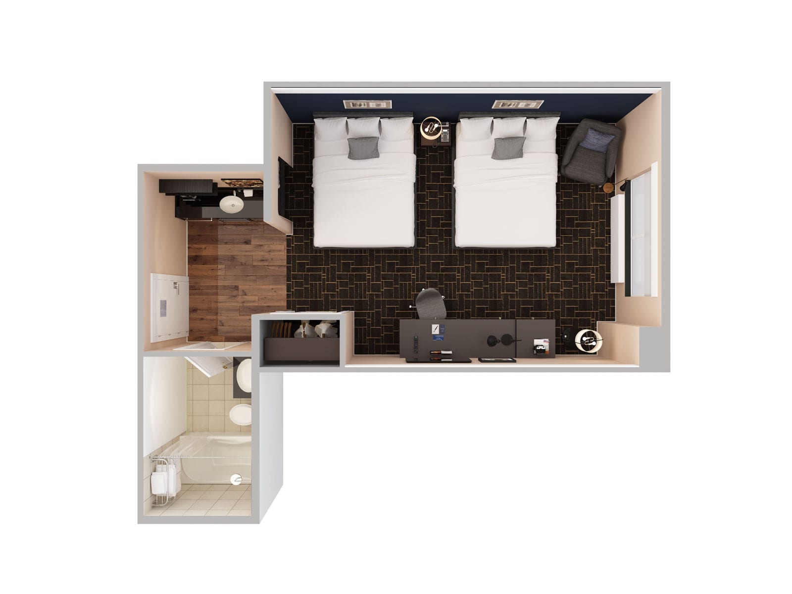 Shelburne Hotel & Suites 3-D Rendering Of Guestroom