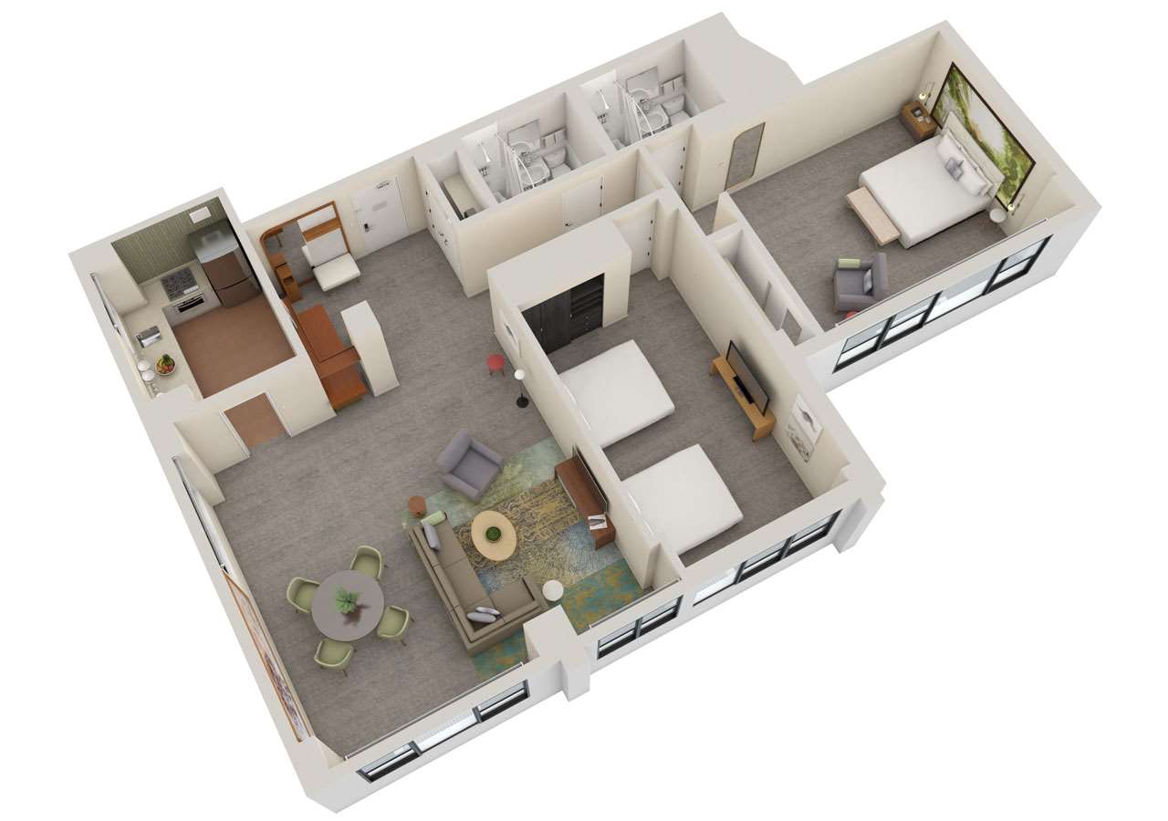 3-D Two Bedroom Apartment