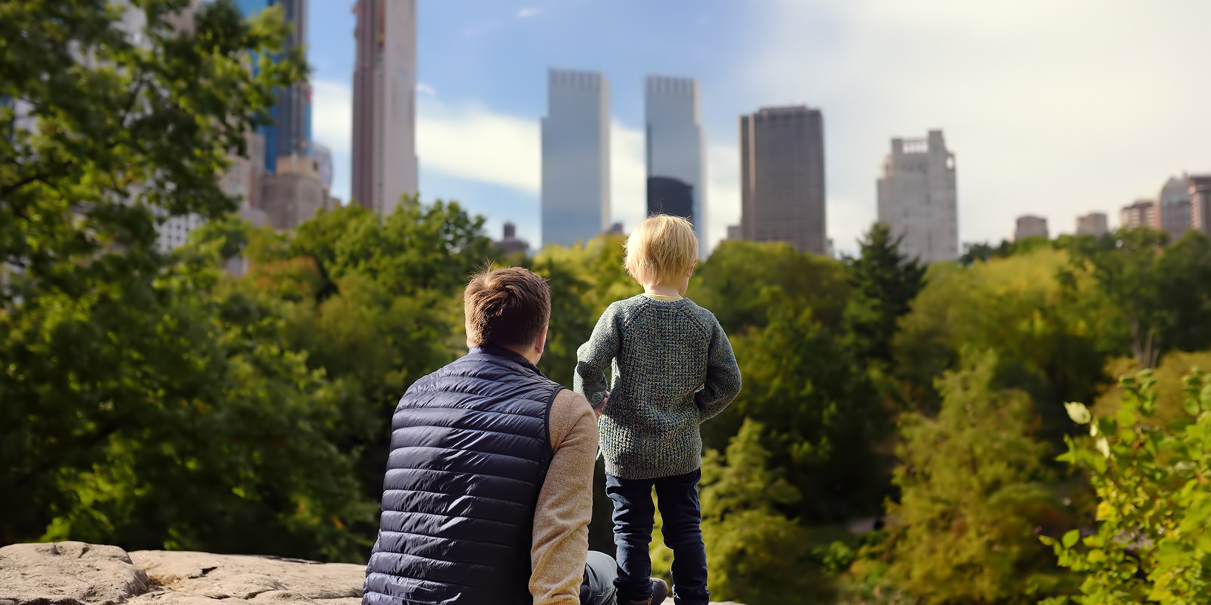 Dad and son at central park